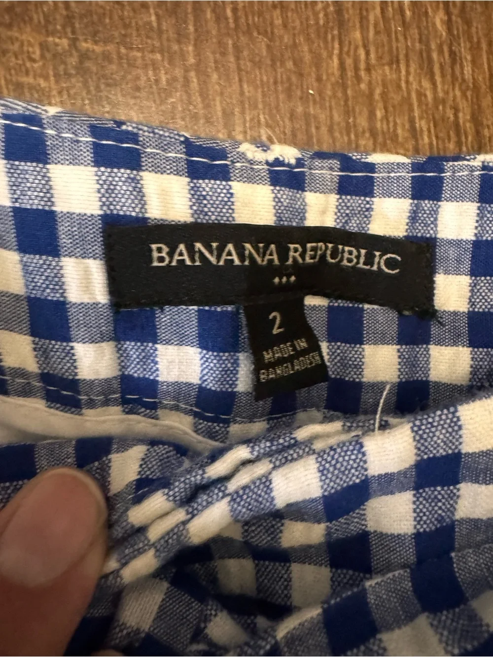 Banana Republic Blue Gingham Paperbag Tie Waist Ankle Pants Size 2 Linen Cotton